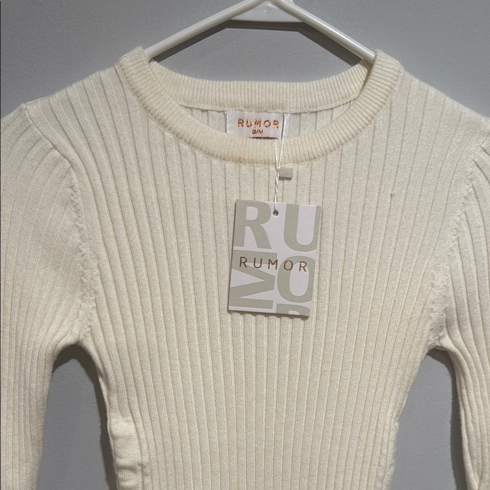Women's Cream Ribbed Top - Picture 3 of 7